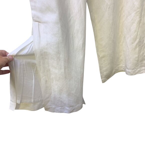Boston Proper White Wide-Leg Linen Blend Pants Size 6 - Picture 3 of 7